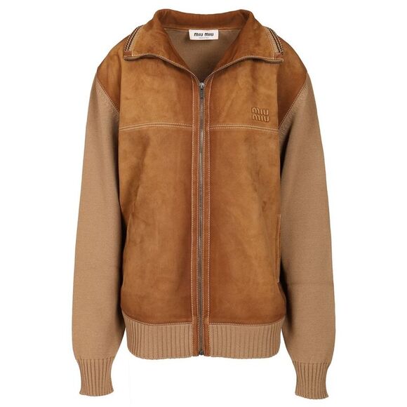 Miu Miu Jackets & Blazers - Miu Miu Women Oversized Leather Bomber Jacket